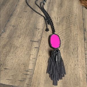 Kendra Scott Rayne Necklace Gunmetal and Magenta